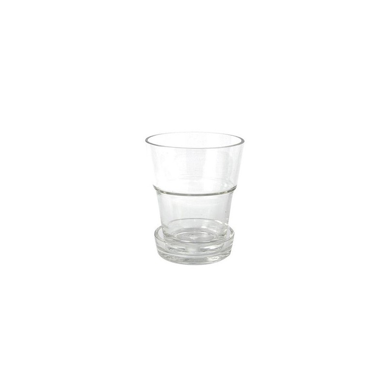 MACETERO CON PLATO TRANSPARENTE CRISTAL 14,5X16CM