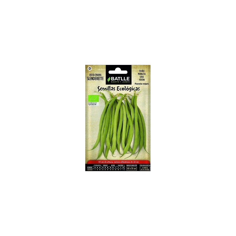 SEMILLAS ECOLOGICAS JUDIA ENANA SLENDERETTE 15GR