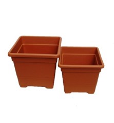 MACETA PLASTICO CUADRADA TERRACOTA