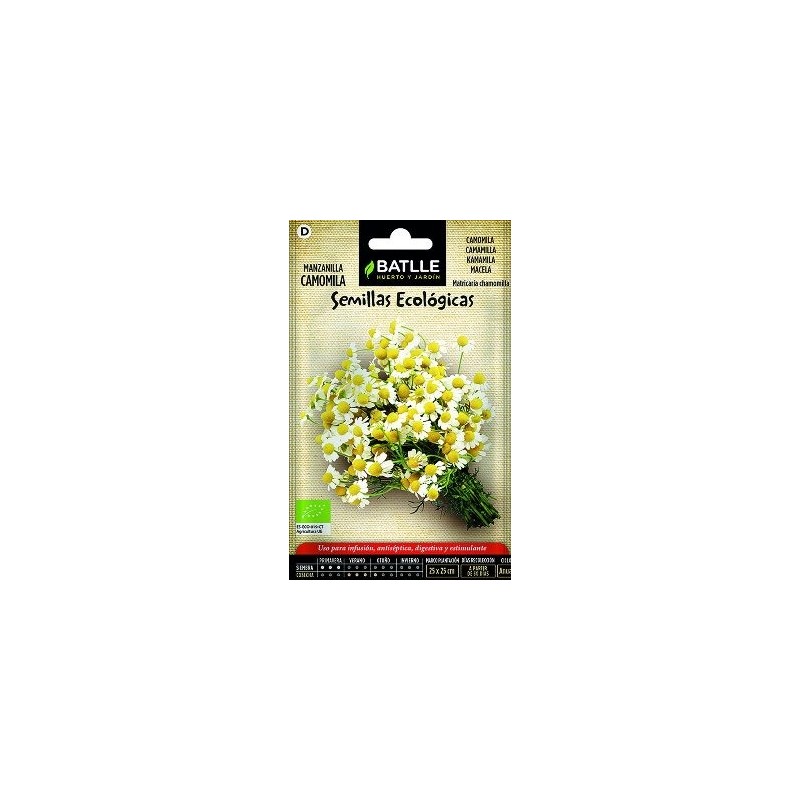 SEMILLAS ECOLOGICAS MANZANILLA CAMOMILA 0.2GR