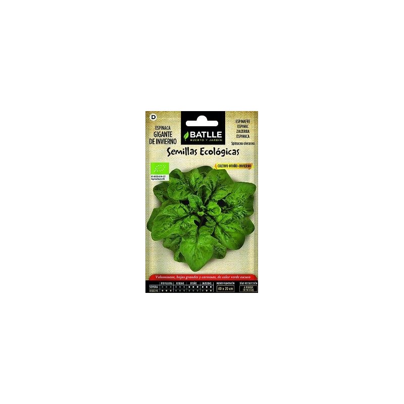 SEMILLAS ECOLOGICAS ESPINACA GIG.INVIERNO 4GR
