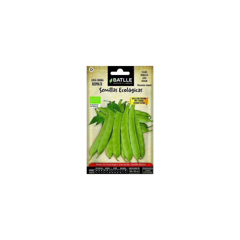 SEMILLAS ECOLOGICAS JUDIA ENANA ROMA II 15GR