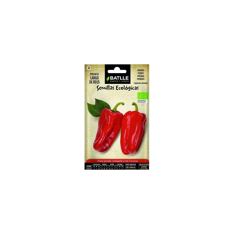 SEMILLAS ECOLOGICAS PIMIENTO LARGO DE REUS 1GR