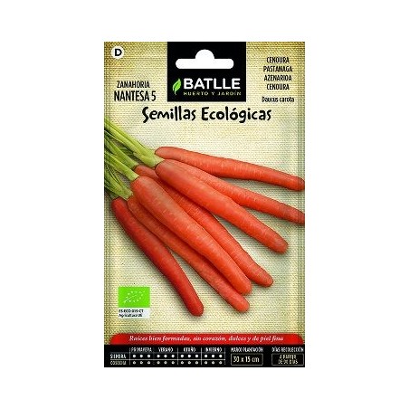 SEMILLAS ECOLOGICAS ZANAHORIA NANTESA 2GR