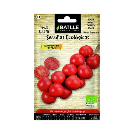 SEMILLAS ECOLOGICAS TOMATE COLGAR DOMINGO 0,5GR