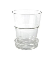 MACETERO CON PLATO TRANSPARENTE CRISTAL 14,5X16CM