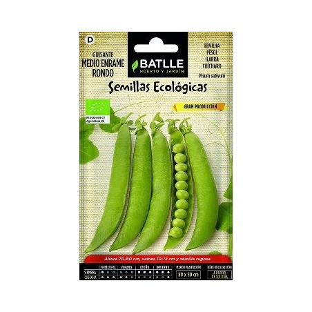 SEMILLAS ECOLOGICAS GUISANTE M.ENRAME RONDO 20GR