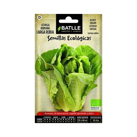 SEMILLAS ECOLOGICAS LECHUGA ROMANA RUBIA 2GR