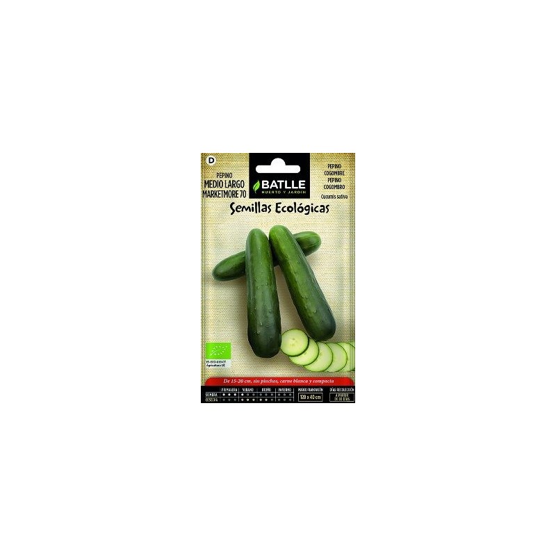 SEMILLAS ECOLOGICAS PEPINO MARKETMORE 70 4GR