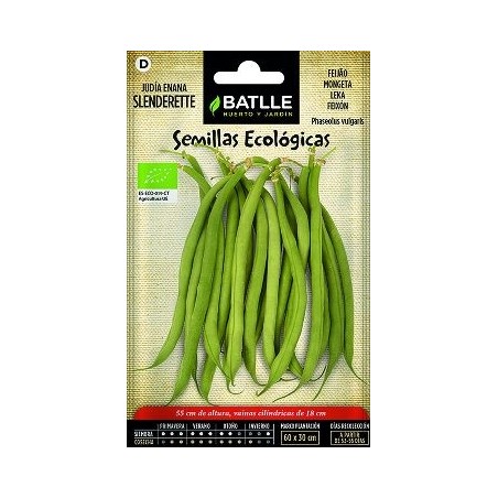 SEMILLAS ECOLOGICAS JUDIA ENANA SLENDERETTE 15GR