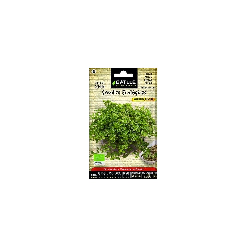 SEMILLAS ECOLOGICAS OREGANO COMUN 0.1GR