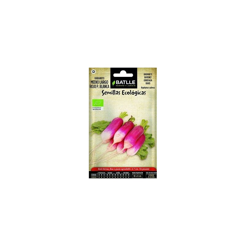 SEMILLAS ECOLOGICAS RABANITO PUNTA BLANCA 5GR
